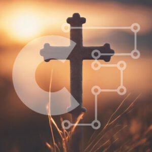 Intra Συλλεκτικό Ξύλινο Παζλ Plywood  4mm - Σκιαγραφημένος σταυρός στο ηλιοβασίλεμα Σε Ξύλινο Κουτί - Διαστάσεις Puzzle: 10x10 cm – 25 κομμάτια