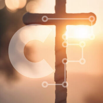 Intra Συλλεκτικό Ξύλινο Παζλ Plywood  4mm - Σκιαγραφημένος σταυρός στο ηλιοβασίλεμα Σε Ξύλινο Κουτί - Διαστάσεις Puzzle: 10x10 cm – 25 κομμάτια - Image 1