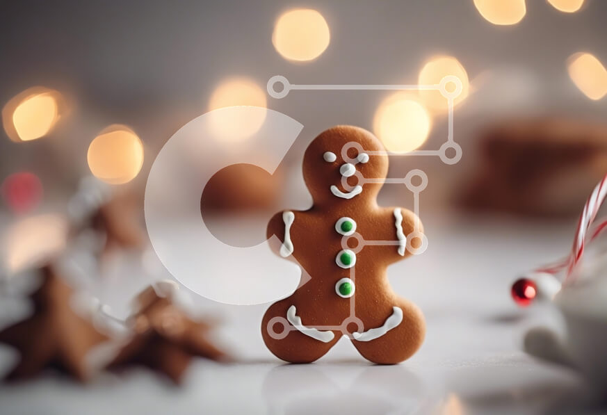 Intra Συλλεκτικό Ξύλινο Παζλ Plywood  4mm - Μπισκότο Gingerbread Man με γιορτινά φώτα Σε Ξύλινο Κουτί - Διαστάσεις: 10x10 cm – 25 κομμάτια