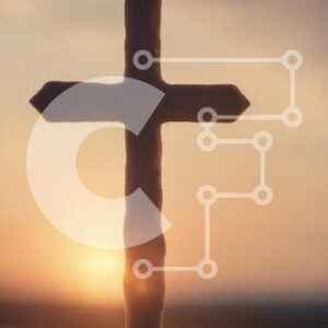 Intra Συλλεκτικό Ξύλινο Παζλ Plywood  4mm - Σιλουέτα ενός σταυρού στο ηλιοβασίλεμα Σε Ξύλινο Κουτί - Διαστάσεις Puzzle: 10x10 cm – 25 κομμάτια