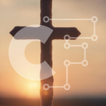 Intra Συλλεκτικό Ξύλινο Παζλ Plywood  4mm - Σιλουέτα ενός σταυρού στο ηλιοβασίλεμα Σε Ξύλινο Κουτί - Διαστάσεις Puzzle: 10x10 cm – 25 κομμάτια - Image 1