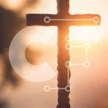 Intra Συλλεκτικό Ξύλινο Παζλ Plywood  4mm - Σιλουέτα ενός σταυρού ενάντια σε ένα ηλιοβασίλεμα Σε Ξύλινο Κουτί - Διαστάσεις Puzzle: 10x10 cm – 25 κομμάτια - Image 1