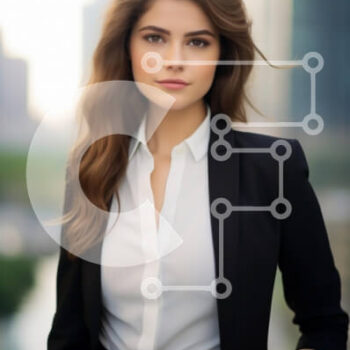 Intra Συλλεκτικό Ξύλινο Παζλ Plywood  4mm - Νεαρή γυναίκα με επαγγελματική ενδυμασία σε αστικό περιβάλλον Σε Ξύλινο Κουτί - Διαστάσεις Puzzle: 10x10 cm – 25 κομμάτια - Image 1