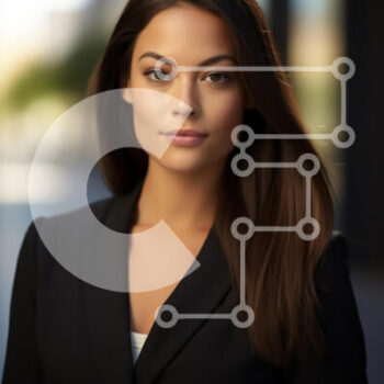 Intra Συλλεκτικό Ξύλινο Παζλ Plywood  4mm - Νεαρή γυναίκα με μαύρο σακάκι σε αστικό περιβάλλον Σε Ξύλινο Κουτί - Διαστάσεις Puzzle: 10x10 cm – 25 κομμάτια - Image 1