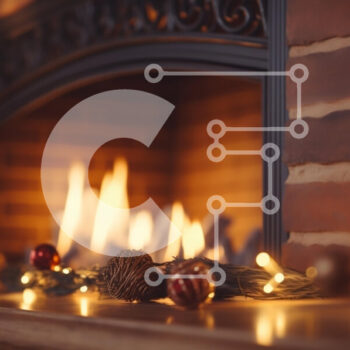 Intra Συλλεκτικό Ξύλινο Παζλ Plywood  4mm - Άνετο τζάκι με εορταστική διακόσμηση Σε Ξύλινο Κουτί - Διαστάσεις: 10x10 cm – 25 κομμάτια - Image 1