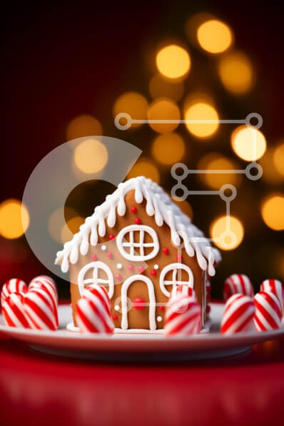 Intra Συλλεκτικό Ξύλινο Παζλ Plywood  4mm - Εορταστικά διακοσμημένο σπίτι μελόψωμο με καραμέλες μέντας Σε Ξύλινο Κουτί - Διαστάσεις: 10x10 cm – 25 κομμάτια