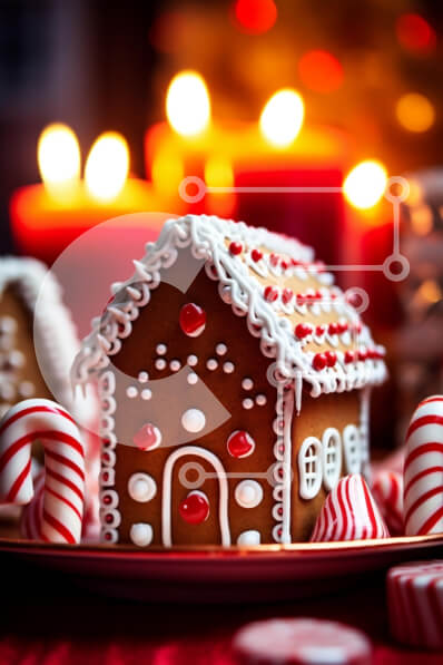 Intra Συλλεκτικό Ξύλινο Παζλ Plywood  4mm - Gingerbread House με κεριά και ζαχαρωτά καλάμια Σε Ξύλινο Κουτί - Διαστάσεις: 10x10 cm – 25 κομμάτια