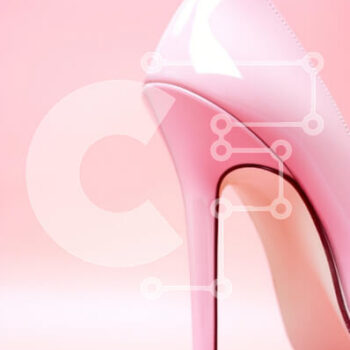 Intra Συλλεκτικό Ξύλινο Παζλ Plywood  4mm - Ροζ ψηλοτάκουνο παπούτσι σε ροζ φόντο Σε Ξύλινο Κουτί - Διαστάσεις Puzzle: 10x10 cm – 25 κομμάτια - Image 1