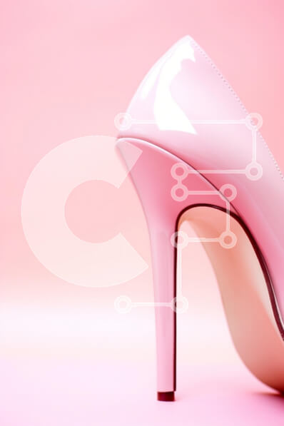 Intra Συλλεκτικό Ξύλινο Παζλ Plywood  4mm - Ροζ ψηλοτάκουνο παπούτσι σε ροζ φόντο Σε Ξύλινο Κουτί - Διαστάσεις Puzzle: 10x10 cm – 25 κομμάτια