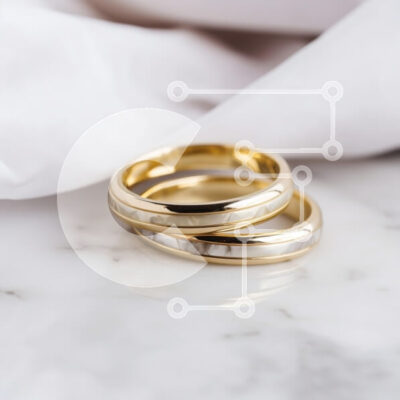 Intra Συλλεκτικό Ξύλινο Παζλ Plywood  4mm - Κομψές βέρες σε μαρμάρινη επιφάνεια Σε Ξύλινο Κουτί - Διαστάσεις: 10x10 cm – 25 κομμάτια - Image 1