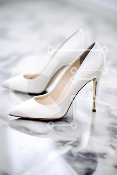 Intra Συλλεκτικό Ξύλινο Παζλ Plywood  4mm - Κομψά λευκά ψηλοτάκουνα παπούτσια σε μαρμάρινη επιφάνεια Σε Ξύλινο Κουτί - Διαστάσεις Puzzle: 10x10 cm – 25 κομμάτια