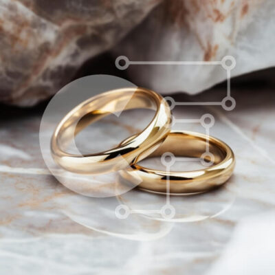 Intra Συλλεκτικό Ξύλινο Παζλ Plywood  4mm - Κομψές χρυσές βέρες σε μαρμάρινη επιφάνεια Σε Ξύλινο Κουτί - Διαστάσεις: 10x10 cm – 25 κομμάτια - Image 1