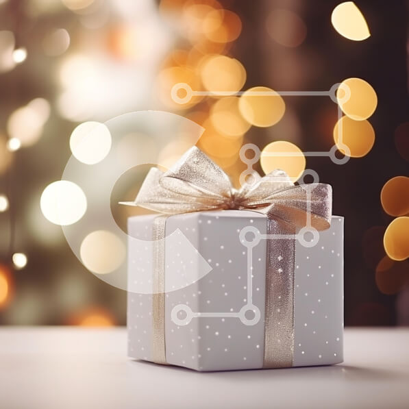 Intra Συλλεκτικό Ξύλινο Παζλ Plywood  4mm - Εορταστικό κουτί δώρου με ζεστά φώτα Bokeh Σε Ξύλινο Κουτί - Διαστάσεις: 10x10 cm – 25 κομμάτια