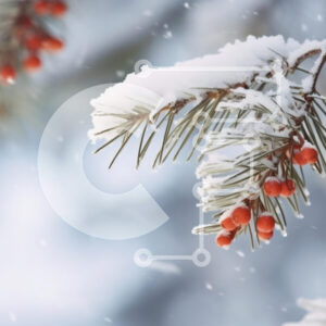 Intra Συλλεκτικό Ξύλινο Παζλ Plywood  4mm - Χιονισμένα κλαδιά με κόκκινα μούρα το χειμώνα Σε Ξύλινο Κουτί - Διαστάσεις: 10x10 cm – 25 κομμάτια