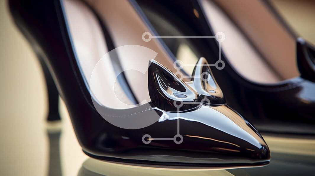 Intra Συλλεκτικό Ξύλινο Παζλ Plywood  4mm - Κομψά μαύρα ψηλοτάκουνα παπούτσια με σχέδιο φιόγκου Σε Ξύλινο Κουτί - Διαστάσεις Puzzle: 10x10 cm – 25 κομμάτια