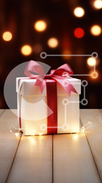 Intra Συλλεκτικό Ξύλινο Παζλ Plywood  4mm - Εορταστικό κουτί δώρου με κόκκινη κορδέλα Σε Ξύλινο Κουτί - Διαστάσεις: 10x10 cm – 25 κομμάτια