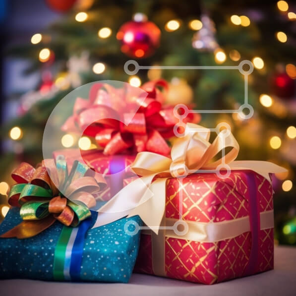 Intra Συλλεκτικό Ξύλινο Παζλ Plywood  4mm - Εορταστικά τυλιγμένα δώρα Χριστουγέννων Σε Ξύλινο Κουτί - Διαστάσεις: 10x10 cm – 25 κομμάτια