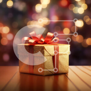 Intra Συλλεκτικό Ξύλινο Παζλ Plywood  4mm - Γιορτινά τυλιγμένο κουτί δώρου με κόκκινη κορδέλα Σε Ξύλινο Κουτί - Διαστάσεις: 10x10 cm – 25 κομμάτια