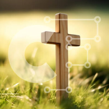 Intra Συλλεκτικό Ξύλινο Παζλ Plywood  4mm - Ξύλινος σταυρός σε ένα γαλήνιο χορτάρι Σε Ξύλινο Κουτί - Διαστάσεις Puzzle: 10x10 cm – 25 κομμάτια - Image 1