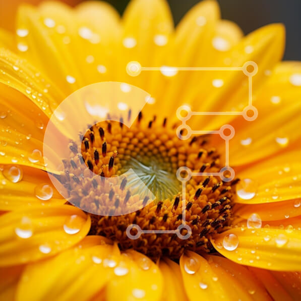 Intra Συλλεκτικό Ξύλινο Παζλ Plywood  4mm - Κοντινό πλάνο ενός κίτρινου λουλουδιού με σταγονίδια νερού Σε Ξύλινο Κουτί - Διαστάσεις: 10x10 cm – 25 κομμάτια