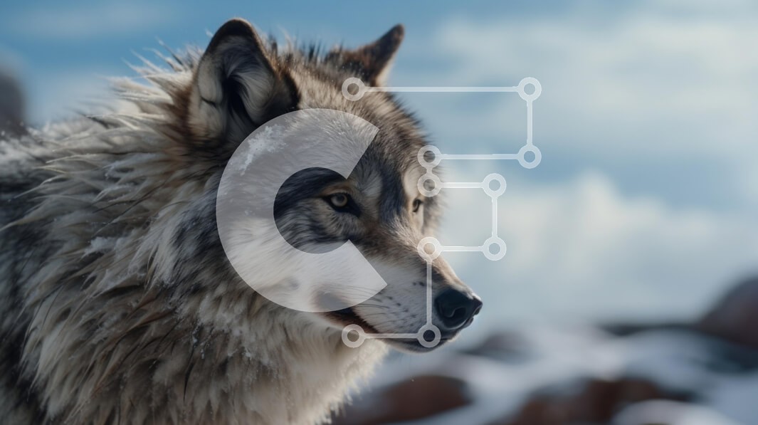 Intra Συλλεκτικό Ξύλινο Παζλ Plywood  4mm - Μεγαλοπρεπής λύκος σε ένα χιονισμένο τοπίο Σε Ξύλινο Κουτί - Διαστάσεις: 10x10 cm – 25 κομμάτια