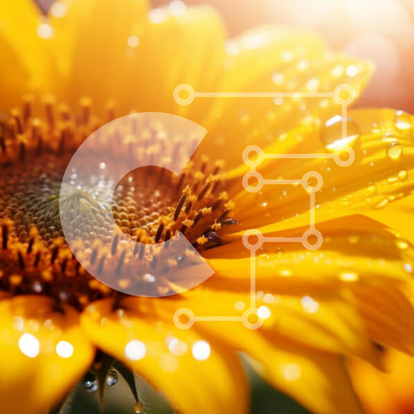 Intra Συλλεκτικό Ξύλινο Παζλ Plywood  4mm - Κοντινό πλάνο ενός δονούμενου ηλίανθου με σταγόνες βροχής Σε Ξύλινο Κουτί - Διαστάσεις: 10x10 cm – 25 κομμάτια