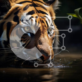 Intra Συλλεκτικό Ξύλινο Παζλ Plywood 4mm - Majestic Tiger στο νερό Σε Ξύλινο Κουτί - Διαστάσεις: 10x10 cm – 25 κομμάτια - Image 1