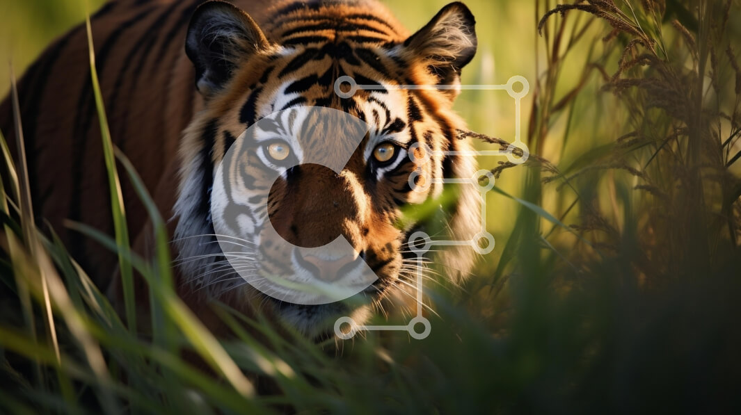 Intra Συλλεκτικό Ξύλινο Παζλ Plywood  4mm - Κοντινό πλάνο μιας τίγρης στην άγρια ​​φύση Σε Ξύλινο Κουτί - Διαστάσεις: 10x10 cm – 25 κομμάτια