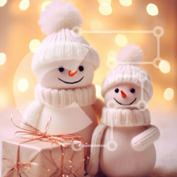 Intra Συλλεκτικό Ξύλινο Παζλ Plywood  4mm - Αξιολάτρευτοι χιονάνθρωποι με δώρο σε εορταστικό περιβάλλον Σε Ξύλινο Κουτί - Διαστάσεις: 10x10 cm – 25 κομμάτια - Image 1