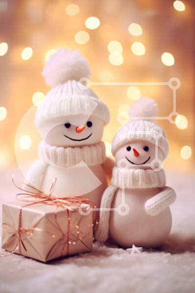 Intra Συλλεκτικό Ξύλινο Παζλ Plywood  4mm - Αξιολάτρευτοι χιονάνθρωποι με δώρο σε εορταστικό περιβάλλον Σε Ξύλινο Κουτί - Διαστάσεις: 10x10 cm – 25 κομμάτια