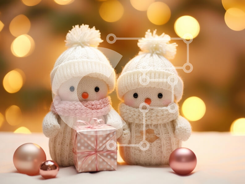 Intra Συλλεκτικό Ξύλινο Παζλ Plywood  4mm - Εορταστικά ειδώλια χιονάνθρωπου με κουτί δώρου Σε Ξύλινο Κουτί - Διαστάσεις: 10x10 cm – 25 κομμάτια