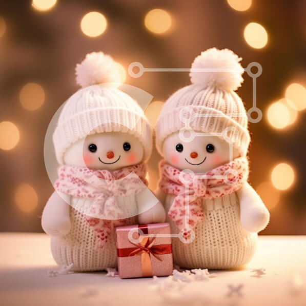 Intra Συλλεκτικό Ξύλινο Παζλ Plywood  4mm - Εορταστικές κούκλες χιονάνθρωπος με κουτί δώρου Σε Ξύλινο Κουτί - Διαστάσεις: 10x10 cm – 25 κομμάτια