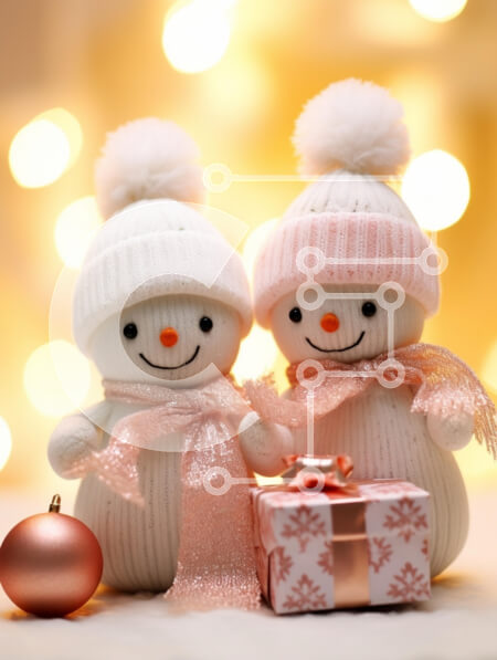 Intra Συλλεκτικό Ξύλινο Παζλ Plywood  4mm - Εορταστικοί χιονάνθρωποι με στολίδι και δώρο Σε Ξύλινο Κουτί - Διαστάσεις: 10x10 cm – 25 κομμάτια