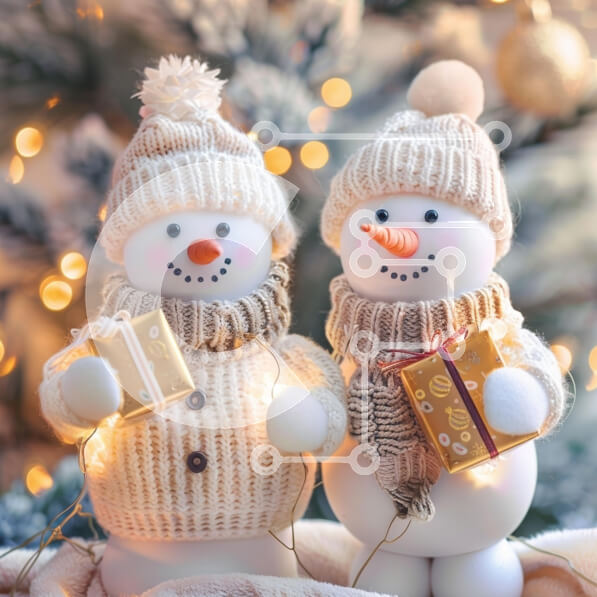 Intra Συλλεκτικό Ξύλινο Παζλ Plywood  4mm - Εορταστικοί χιονάνθρωποι με δώρα Σε Ξύλινο Κουτί - Διαστάσεις: 10x10 cm – 25 κομμάτια