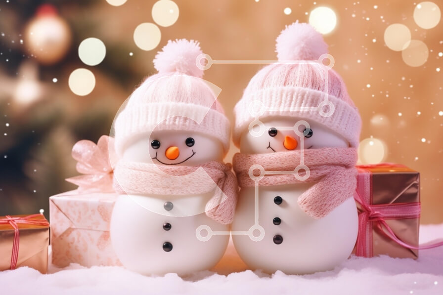 Intra Συλλεκτικό Ξύλινο Παζλ Plywood  4mm - Χαρούμενοι χιονάνθρωποι σε εορταστικό σκηνικό με δώρα Σε Ξύλινο Κουτί - Διαστάσεις: 10x10 cm – 25 κομμάτια