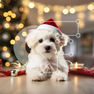 Intra Συλλεκτικό Ξύλινο Παζλ Plywood  4mm - Αξιολάτρευτο χριστουγεννιάτικο κουτάβι Σε Ξύλινο Κουτί - Διαστάσεις: 10x10 cm – 25 κομμάτια - Image 1