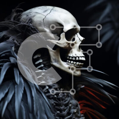 Intra Συλλεκτικό Ξύλινο Παζλ Plywood  4mm - Καλλιτεχνικό κρανίο με φτερά Σε Ξύλινο Κουτί - Διαστάσεις Puzzle: 10x10 cm – 25 κομμάτια - Image 1