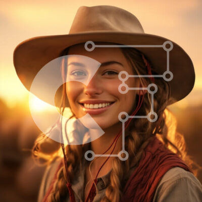 Intra Συλλεκτικό Ξύλινο Παζλ Plywood  4mm - Νεαρή γυναίκα που χαμογελά στο ηλιοβασίλεμα Σε Ξύλινο Κουτί - Διαστάσεις Puzzle: 10x10 cm – 25 κομμάτια - Image 1