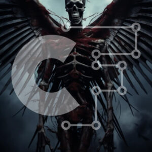 Intra Συλλεκτικό Ξύλινο Παζλ Plywood  4mm - Γοτθικός σκελετός με φτερά στον δραματικό ουρανό Σε Ξύλινο Κουτί - Διαστάσεις Puzzle: 10x10 cm – 25 κομμάτια