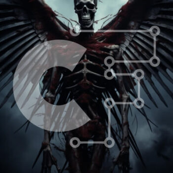 Intra Συλλεκτικό Ξύλινο Παζλ Plywood  4mm - Γοτθικός σκελετός με φτερά στον δραματικό ουρανό Σε Ξύλινο Κουτί - Διαστάσεις Puzzle: 10x10 cm – 25 κομμάτια - Image 1