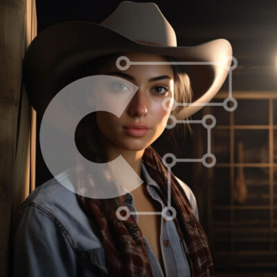 Intra Συλλεκτικό Ξύλινο Παζλ Plywood 4mm - Πορτρέτο καουμπόισσας σε ρουστίκ σκηνικό Σε Ξύλινο Κουτί - Διαστάσεις Puzzle: 10x10 cm – 25 κομμάτια - Image 1