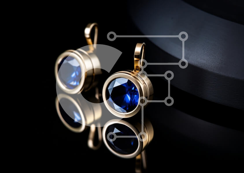 Intra Συλλεκτικό Ξύλινο Παζλ Plywood  4mm - Κομψά χρυσά σκουλαρίκια με μπλε πολύτιμους λίθους Σε Ξύλινο Κουτί - Διαστάσεις Puzzle: 10x10 cm – 25 κομμάτια