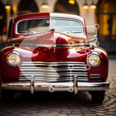 Intra Συλλεκτικό Ξύλινο Παζλ Plywood  4mm - Vintage κόκκινο αυτοκίνητο με λεπτομέρειες από Chrome Σε Ξύλινο Κουτί - Διαστάσεις Puzzle: 10x10 cm – 25 κομμάτια - Image 1