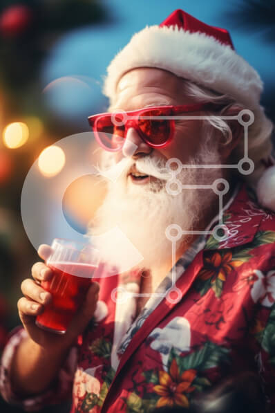 Intra Συλλεκτικό Ξύλινο Παζλ Plywood  4mm - Γιορτινός Άγιος Βασίλης με ποτό σε εορταστικό περιβάλλον Σε Ξύλινο Κουτί - Διαστάσεις: 10x10 cm – 25 κομμάτια