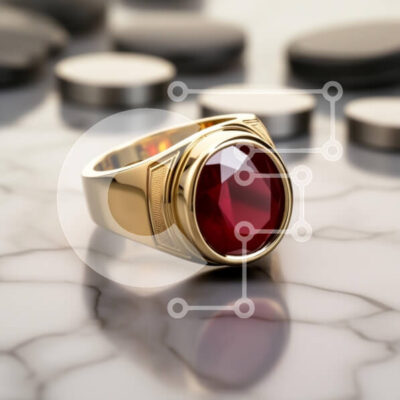 Intra Συλλεκτικό Ξύλινο Παζλ Plywood 4mm - Χρυσό δαχτυλίδι με κόκκινο πολύτιμο λίθο Σε Ξύλινο Κουτί - Διαστάσεις: 10x10 cm – 25 κομμάτια - Image 1