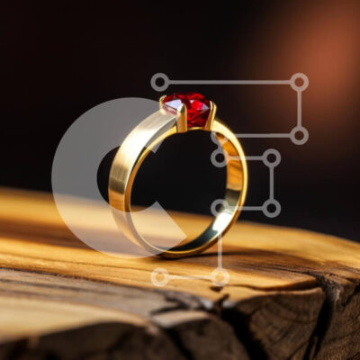 Intra Συλλεκτικό Ξύλινο Παζλ Plywood  4mm - Κομψό χρυσό δαχτυλίδι με κόκκινο πολύτιμο λίθο Σε Ξύλινο Κουτί - Διαστάσεις: 10x10 cm – 25 κομμάτια - Image 1