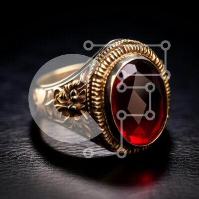 Intra Συλλεκτικό Ξύλινο Παζλ Plywood  4mm - Κομψό χρυσό δαχτυλίδι με κόκκινο πολύτιμο λίθο Σε Ξύλινο Κουτί - Διαστάσεις: 10x10 cm – 25 κομμάτια - Image 1