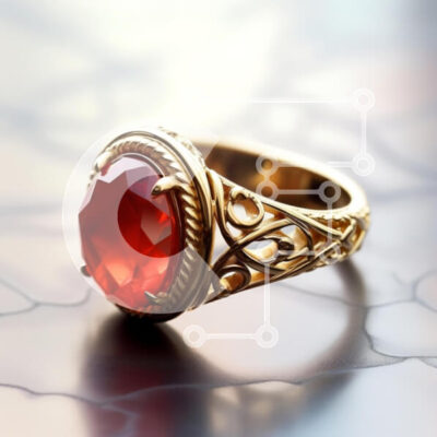 Intra Συλλεκτικό Ξύλινο Παζλ Plywood  4mm - Περίπλοκο χρυσό δαχτυλίδι με κόκκινο πολύτιμο λίθο Σε Ξύλινο Κουτί - Διαστάσεις: 10x10 cm – 25 κομμάτια - Image 1