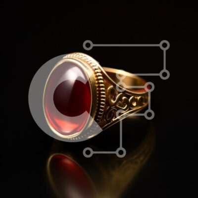 Intra Συλλεκτικό Ξύλινο Παζλ Plywood 4mm - Χρυσό δαχτυλίδι με κόκκινη πέτρα Σε Ξύλινο Κουτί - Διαστάσεις: 10x10 cm – 25 κομμάτια - Image 1