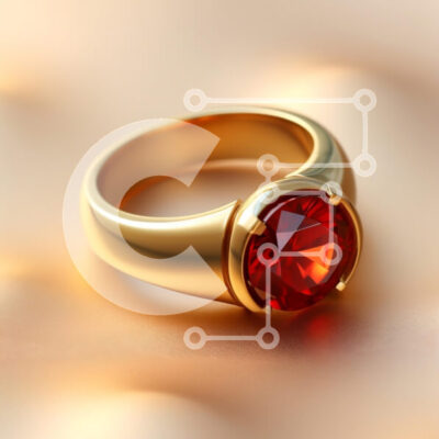 Intra Συλλεκτικό Ξύλινο Παζλ Plywood  4mm - Πολυτελές χρυσό δαχτυλίδι με κόκκινο πολύτιμο λίθο Σε Ξύλινο Κουτί - Διαστάσεις: 10x10 cm – 25 κομμάτια - Image 1